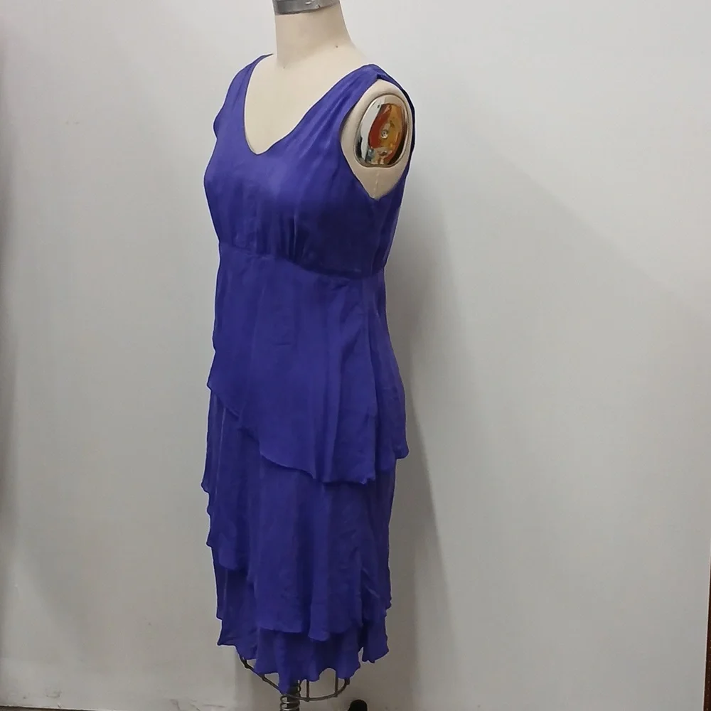 Vintage CLICK by Color Me Cotton Purple Tiered and Ruffled Dress / Size M - Picture 2 of 7